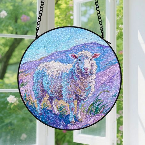 Suspension en vitrail - Attrape-soleil minimaliste coloré, décoration porte fenêtre, cadeau Anniversaire pour femme, homme, maman, sœur 12,5 cm (1/5)