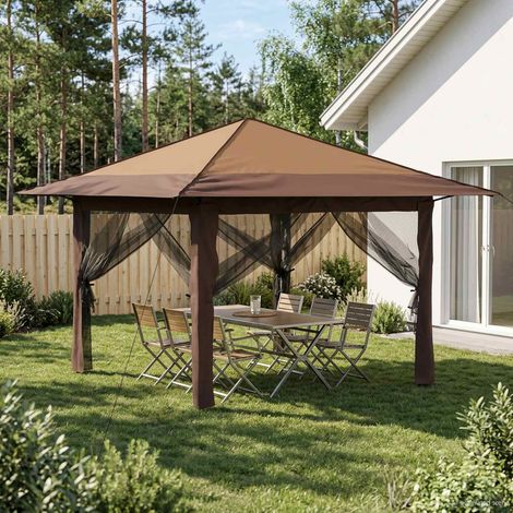 Abri de jardin avec 4 parois 3,3 x 3,3 m Beige et Marron (1/5)