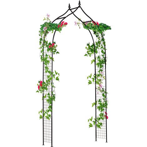 Vintage Black Steel Garden Patio Arbor for Climbing Plants and Vines - 2.5m Outdoor Trellis Decoration