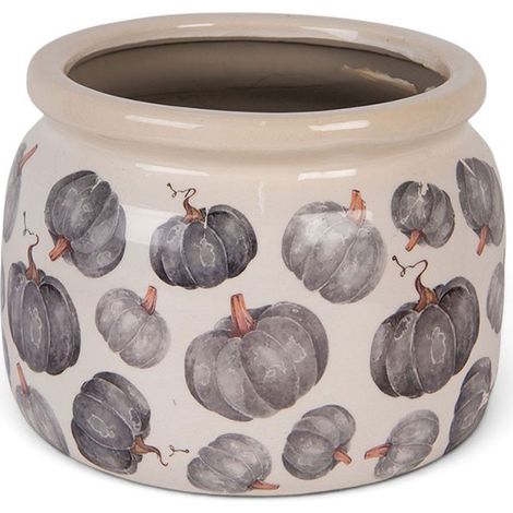 Pot de Fleurs céramique Citrouille gris 20x15cm (1/4)