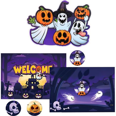 12x Inviti per feste di Halloween, buste, cartoline adesive, tedesco (1/5)