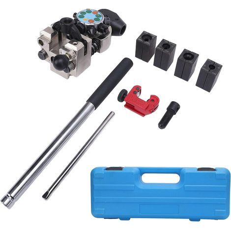 Outil professionnel pour évasement de conduites de frein – Appareil à évaser à 45° pour évaser simples, doubles et bulles, 4 matrices (4,75 mm/6,35 mm/8 mm/9,5 mm) et coupe-tube pour acier