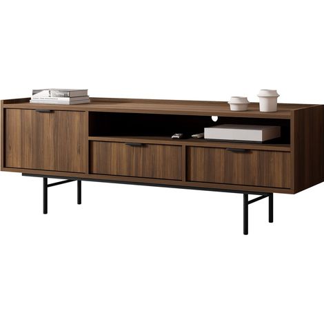 Mueble TV Studos, Nogal, Número de puertas: 0, Número de cajones: 0, 150x55x40cm