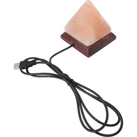 Himalayan salt lamp, USB, RGB, 7 changing colors, hand-carved with a wooden base, pyramid-shaped crystal rock, for home decoration, gift (1/5)