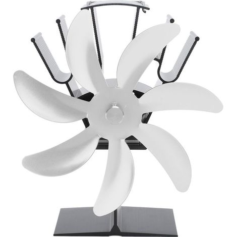 Ventilateur de poêle à chaleur à 7 pales, en alliage d'aluminium, ventilateurs de cheminée thermoélectriques pour poêles à bois, argent (1/5)
