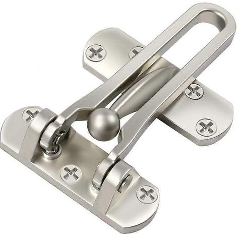 Verrou de sécurité pour porte d'entrée, verrou de sécurité pour enfants, verrou de renforcement pour portes battantes, alliage d'aluminium massif épais, nickel satiné (1) (1/4)