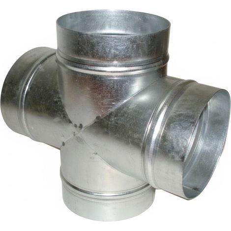 Conduit de distribution d'air chaud en croix en acier galvanisé Ø125 mm  Conduits d'air (1/5)