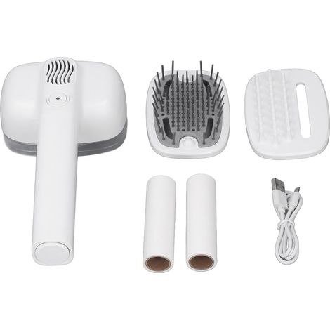 Sèche-cheveux 2 en 1 pour le toilettage des animaux : 2 températures réglables, brosse lissante incluse, blanc. Convient aux chiens et aux chats. (1/5)