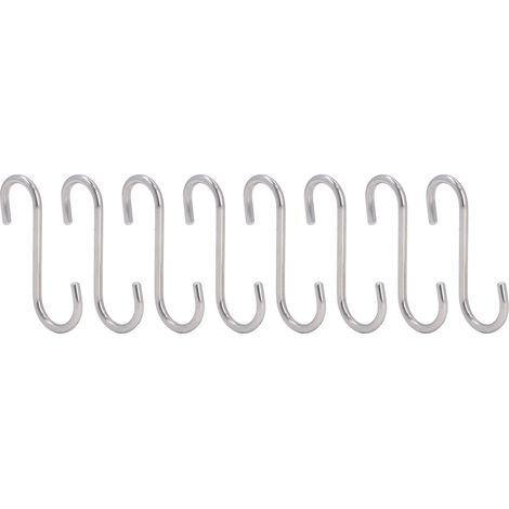 Lot de 8 crochets en S en acier inoxydable antirouille, robustes et faciles à utiliser, pour la cuisine ou la salle de bain. (1/5)