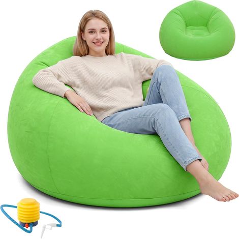 Canapé gonflable portable avec pompe à air, chaise longue gonflable pour camping, plage et piscine, convient aux enfants, adultes et familles (vert) (1/5)