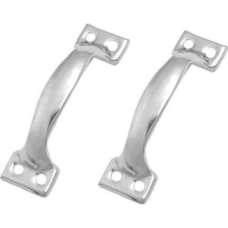 2 Pack Vintage Barn Door Handles for Kitchen Cabinets, Hole Center: 101mm, Silver Iron (1/4)