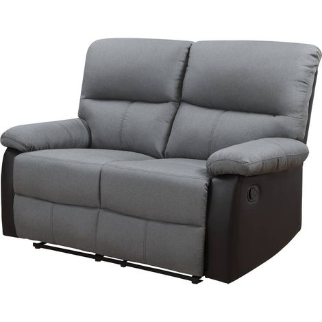 Sofá reclinable 2 plazas "Lincoln" - Negro/Gris oscuro