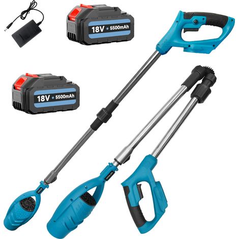 2x Battery 5.5A Cordless Extension Pole Leaf Blower Car Blowers Snow Blowers,Foldable extension pole 116CM,With Charger,for Garden,House，Compatible with Makita Battery