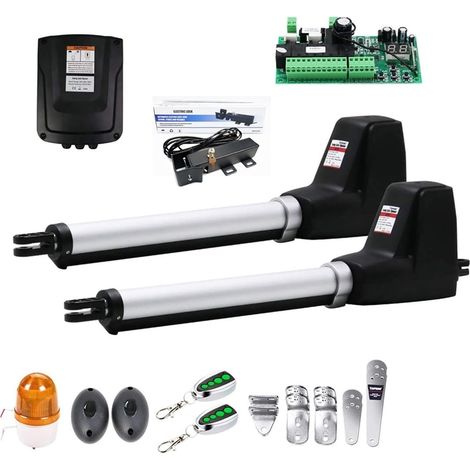 Kit d'ouvre-portes automatiques Kit d'ouverture de porte pivotante électrique à double aile robuste Kit de matériel complet de moteur de porte double automatique for balançoire, allée, clôture pour ac (1/5)