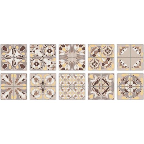 Set mit 10 selbstklebenden Fliesenaufklebern für Küchen- und Badezimmerfliesen, zum Aufkleben auf Fliesen und als Spritzschutz. – 10 x 10 cm (1/4)