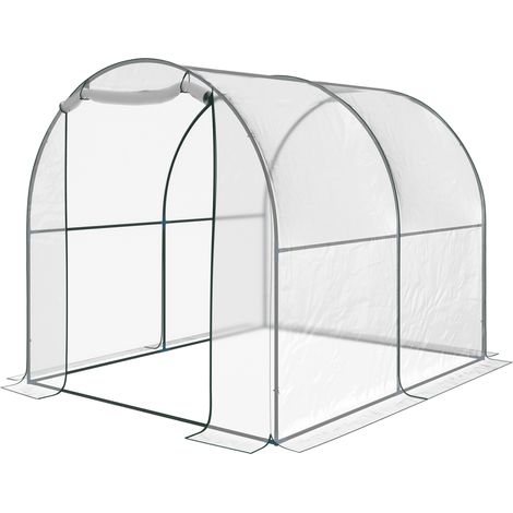 Walk-in Polytunnel Greenhouse with Roll-up Door Transparent Tunnel Greenhouse with Steel Frame PVC Cover, 2.5 x 2m (1/5)