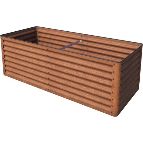 Carré potager LUCA en acier corten GFP Primeyard 180x75x60 cm - Bac de jardinage stable avec optique rouille naturelle et protection fiable des coins. Utilisable toute l'année