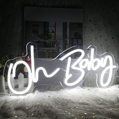 Oh Baby Enseigne Néon Led Mur Lumière Signes Lettre Néons pour Chambre USB Art Bar Boutique Fête De Mariage Acrylique Blanc (1/5)
