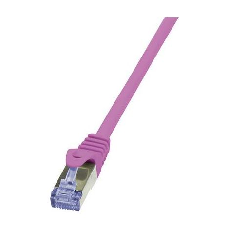 LogiLink CQ3039S RJ45 Câble réseau, câble patch CAT 6a S/FTP 1.00 m rose ignifuge, avec cliquet d'encastrement 1 pc(s) V961971 (1/2)