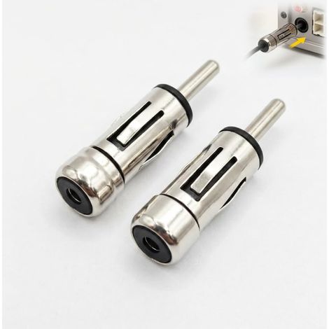 2 Pièces Adaptateur Antenne Autoradio DIN Mâle vers ISO Femelle Connecteur d'Antenne Voiture pour Récepteur Stéréo Unité de Tête et Amplificateur Radio FM Universel de Véhicule Argenté en Métal (1/5)