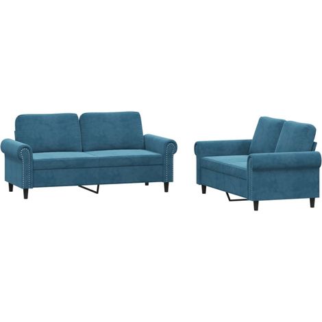 Maison Exclusive - Set di Divani 2 pz con Cuscini Blu in Velluto