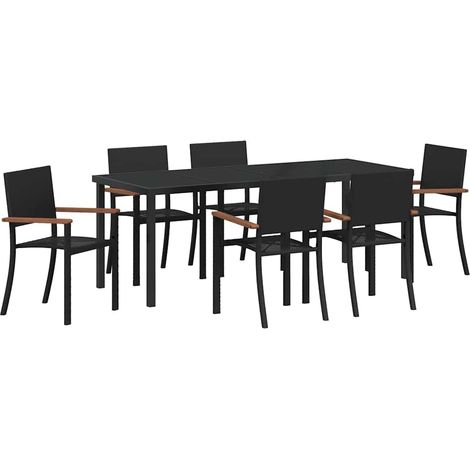 Maison Exclusive - Set da Pranzo per Giardino 7 pcs Nero