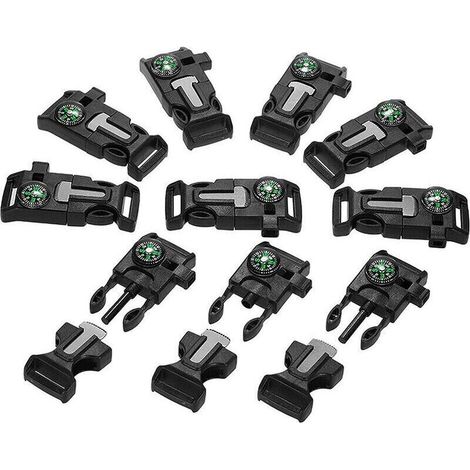 Plastique Sifflet Boucle à dégagement Rapide Flint Fire Starter pour Bracelet extérieur Camping d'urgence de Survie avec Boucle 10 pcs (1/5)