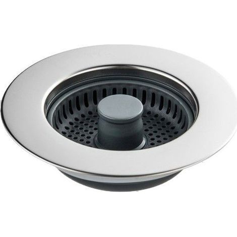 Kitchen Sink Strainer and Plug Combo - Universal 3-in-1 Stainless Steel Shell with Anti-Clogging Strainer, Easy Installation for 2.76-3.38 inch Sink Holes (1/5)