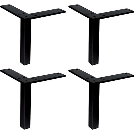 4x Pied de meuble angle droit style moderne contemporain Armoire Buffet Commode Canapé TV Lit Bureau Bricolage, 126mm finition noir mat