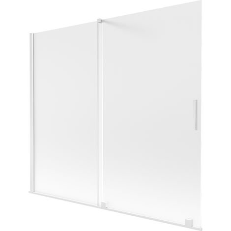 Mexen Velar zweiteilige, verschiebbare Badewannenabtrennung 180 x 150 cm, matt, weiß - 896-180-000-31-20 (1/2)