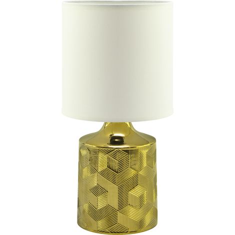 Lámpara de mesa dorada y blanca 25W linda E14 Ideus 03786 (1/2)