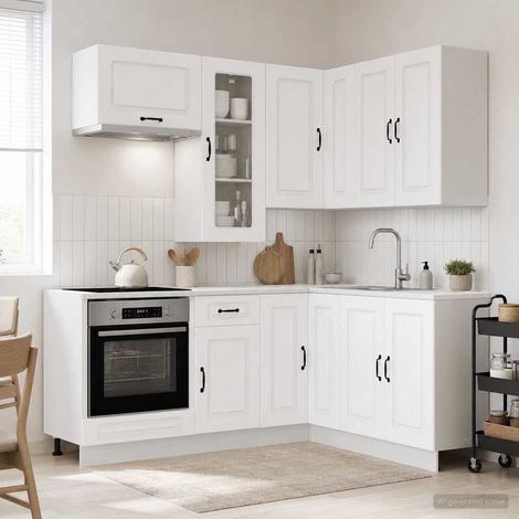 vidaXL Unité de cuisine KALMAR 8 pcs Blanc Bois d'ingénierie