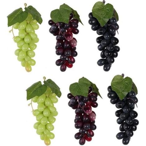 Bardusch - Lot de 6 grappes de raisins artificiels noirs, verts et violets pour mariage, maison, intérieur,, fête, jardin, décoration murale (1/4)