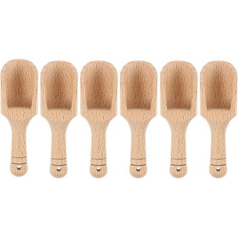 Lot de 6 cuillères doseuses pour thé, café et lait en poudre, en bois.-8X2.5CM (1/3)