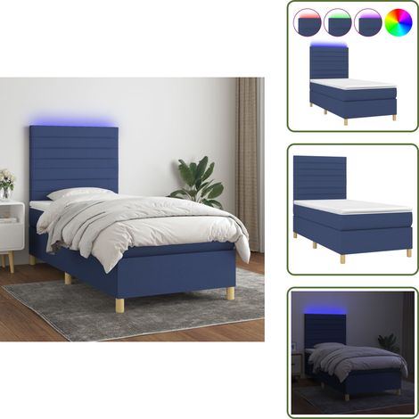 The Living Store Boxspringbett mit Matratze & LED Blau 80x200 cm Stoff - Boxspringbett - Doppelbett - Schlafsofa - Lattenrost - Bettschaum (1/5)