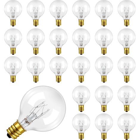 25 Pack E12 7W Ampoules de Remplacement G40, Blanc Chaud 2200K, Ampoule Globe G40, IP44 Étanche, AC 220-240V, E12 Ampoules Verre Decorative Intérieur Extérieur pour Guirlande (1/5)