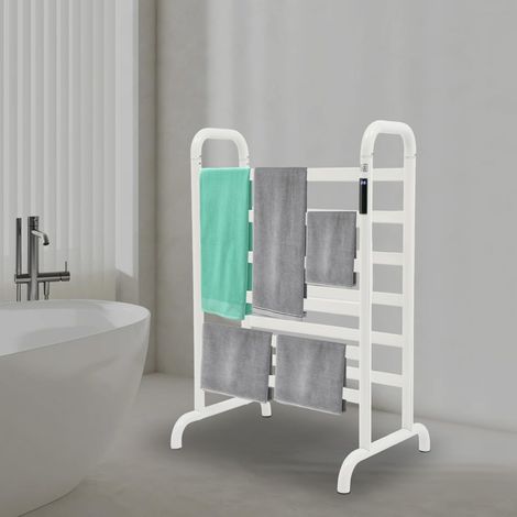 Chauffe-serviettes électrique au sol, double rangée de barres chauffantes avec technologie en fibre de carbone, écran tactile LED, sèche-serviettes de salle de bain pour hôtel spa, 60 x 43 x 90,5 cm (1/5)