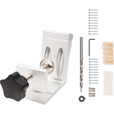 46-teiliges Winkelbohrschablonen-Set aus Aluminiumlegierung, Präzisionsbohrlehre für die Holzbearbeitung, Lochmarkierungsset, Silber (1/5)