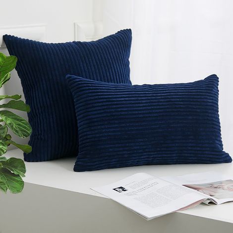 Coussin Décoratif - Housse de Coussin Grise Rayée en Polyester - 55 x 55 cm - Pour Canapé Chambre Salon - 2 Pièces