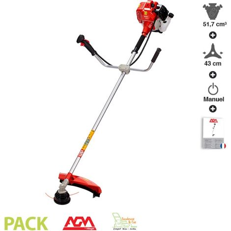 Débroussailleuse thermique 2 temps 52 cm³ – Moteur 1400 W – Largeur de coupe 43 cm – Lame 3 dents pour végétation dense – Villager (1/5)