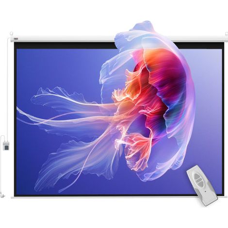 Schermo di proiezione con telecomando incluso, 84 pollici, formato 4:3, 171x130 cm, colore bianco, consegna in loco. (1/5)