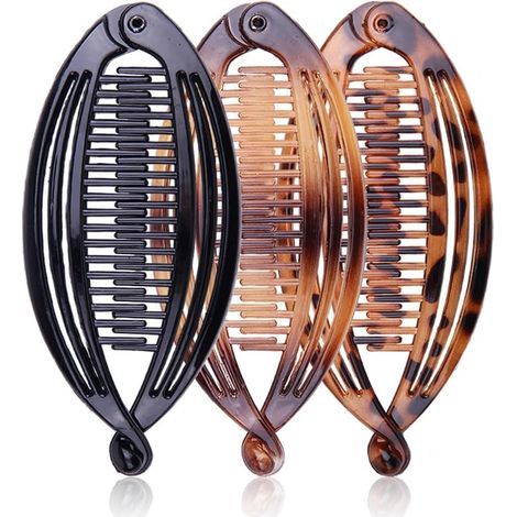 3 Pièces Queue de Poisson Clip pour Femmes Classique Pinces à Cheveux Longs Banane Française Peigne à Cheveux Porte-Queue de Cheval pour Le Sport la Vie (1/5)