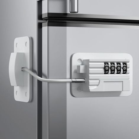 Serrure de réfrigérateur – Serrure à combinaison améliorée pour congélateur vertical, sécurité enfant pour armoires, blanc (1/5)