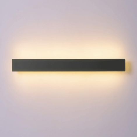 Applique murale linéaire, applique murale à bande en métal noir avec abat-jour en acrylique, applique murale moderne à lumière chaude LED 3000K, rondelle murale à fond rectangulaire, appliques murales (1/5)