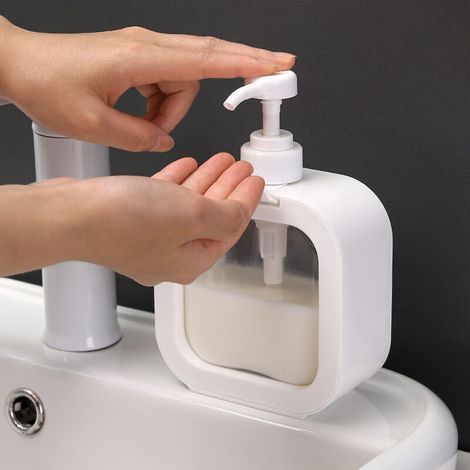 Distribuidor de jabón, dispensador de jabón recargable para cocina y baño, dispensador de jabón con etiqueta impermeable, dispensador de líquido lavavajillas, 300 ml, 2 piezas (1/4)