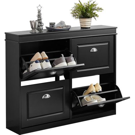 Scarpiera salvaspazio Slim Mobili per Scarpe Serie Scarpiere 105x24x83cm SoBuy Nero FSR79-SCH (1/5)