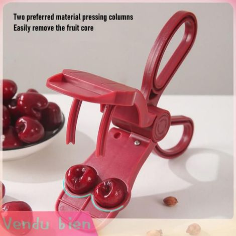 Garosa outil de retrait de noyaux de cerises Dénoyauteur de cerises Portable à Double ouverture, outil de démontage table Rouge (1/4)