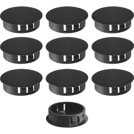 Tapones de plástico para tubos y postes de valla, de clip, de encaje a presión - 35 mm, negros, paquete de 10 unidades.
