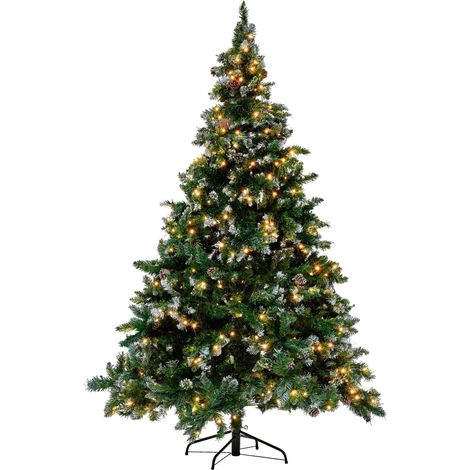 Albero Natale Artificiale Pre-Illuminato Verde Innevato Base Nera 180 cm Palomar