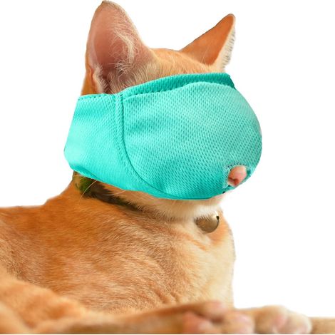 Muselière de Calme pour Chat Masque Apaisant Anti-Morsure et Anti-Griffures Accessoire de Toilettage Réglable en Tissu Respirant pour Soins des Animaux (1/5)